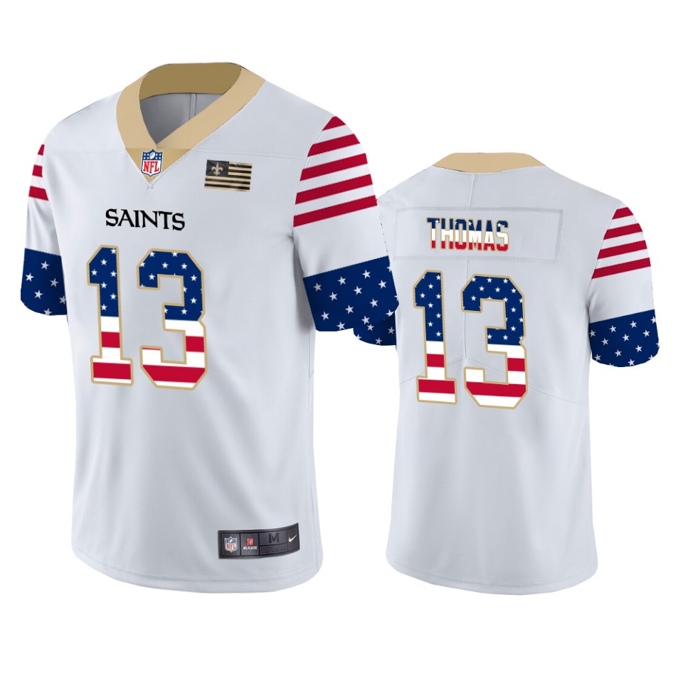 Men's New Orleans Saints #13 Michael Thomas White 2019 USA Flag Fashion Limited Stitched NFL Jersey